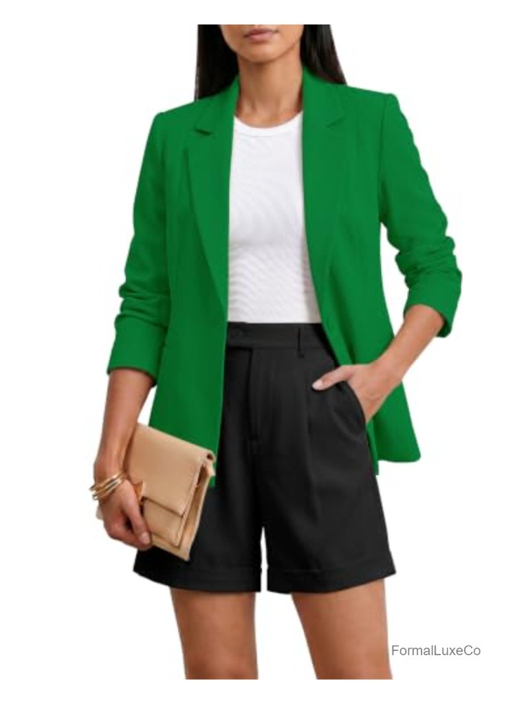 Business Casual Blazer With Pockets Notch Lapel Suit Jacket Work Office